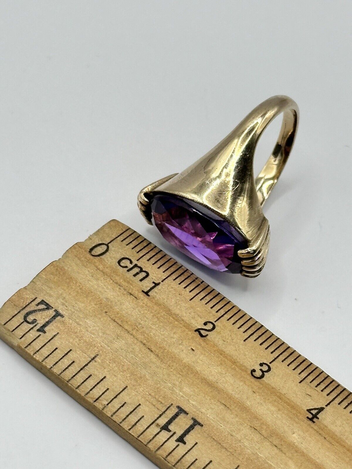 Vintage 9ct Gold Amethyst Statement Cocktail Ring