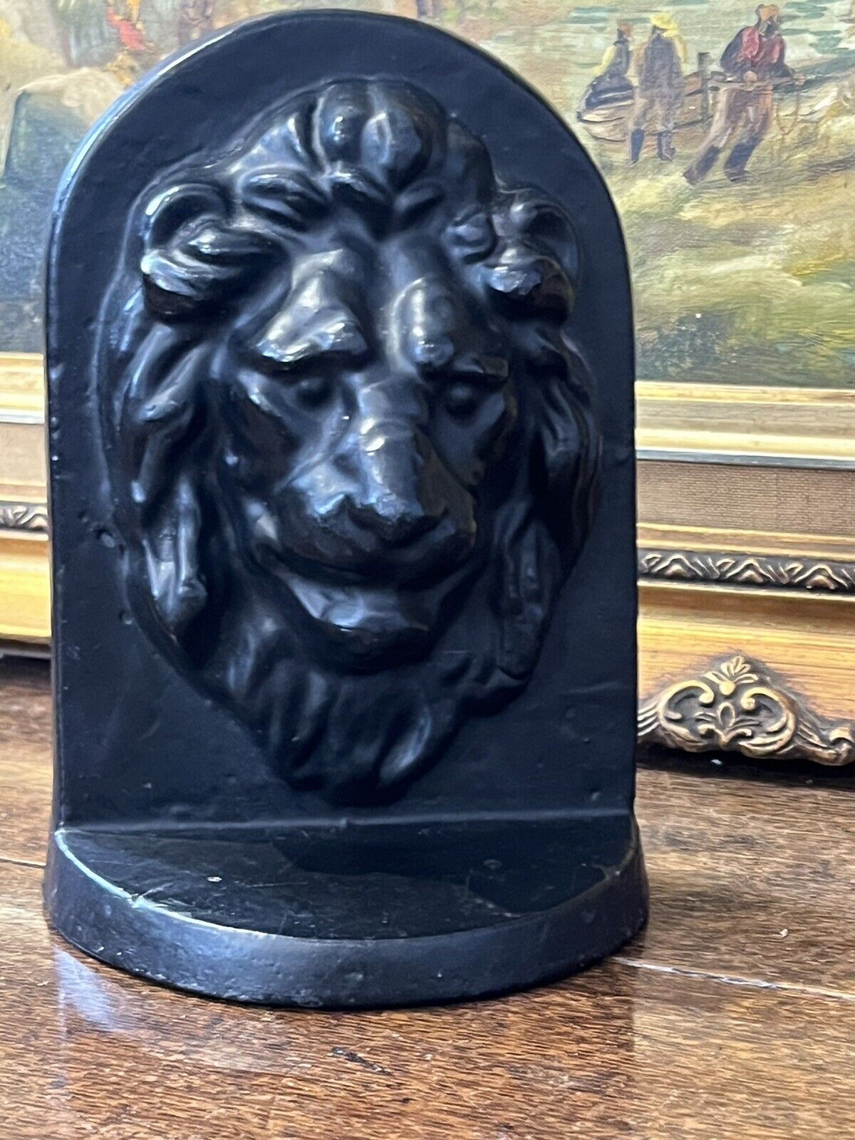 Antique Lion Head Cast Iron Doorstop