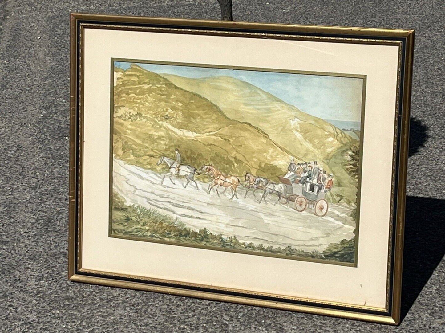 Folkestone & Canterbury Quicksilver Coach, Framed Watercolour.