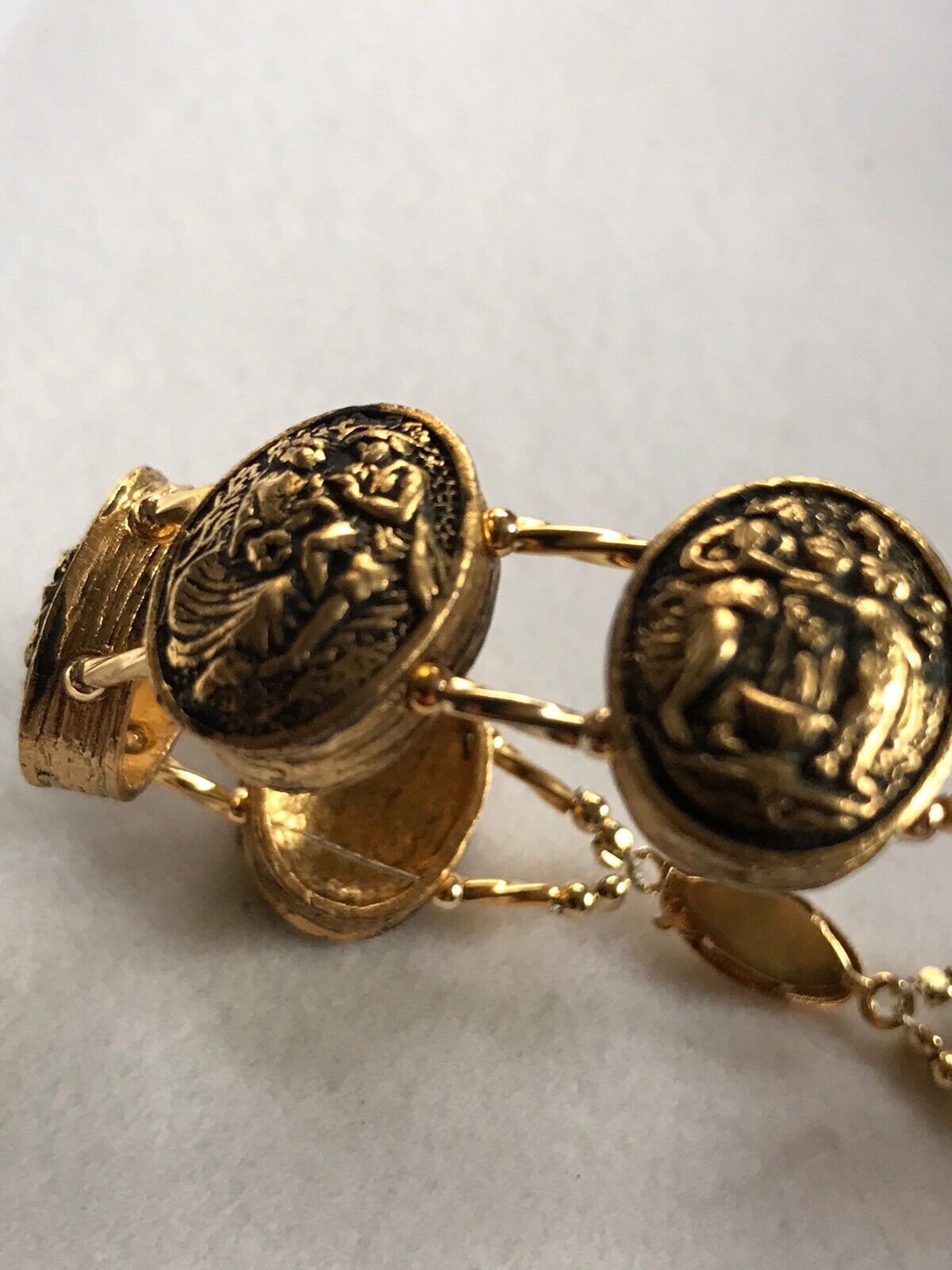 Vintage Gold Tone Etruscan Roman Gods Bracelet