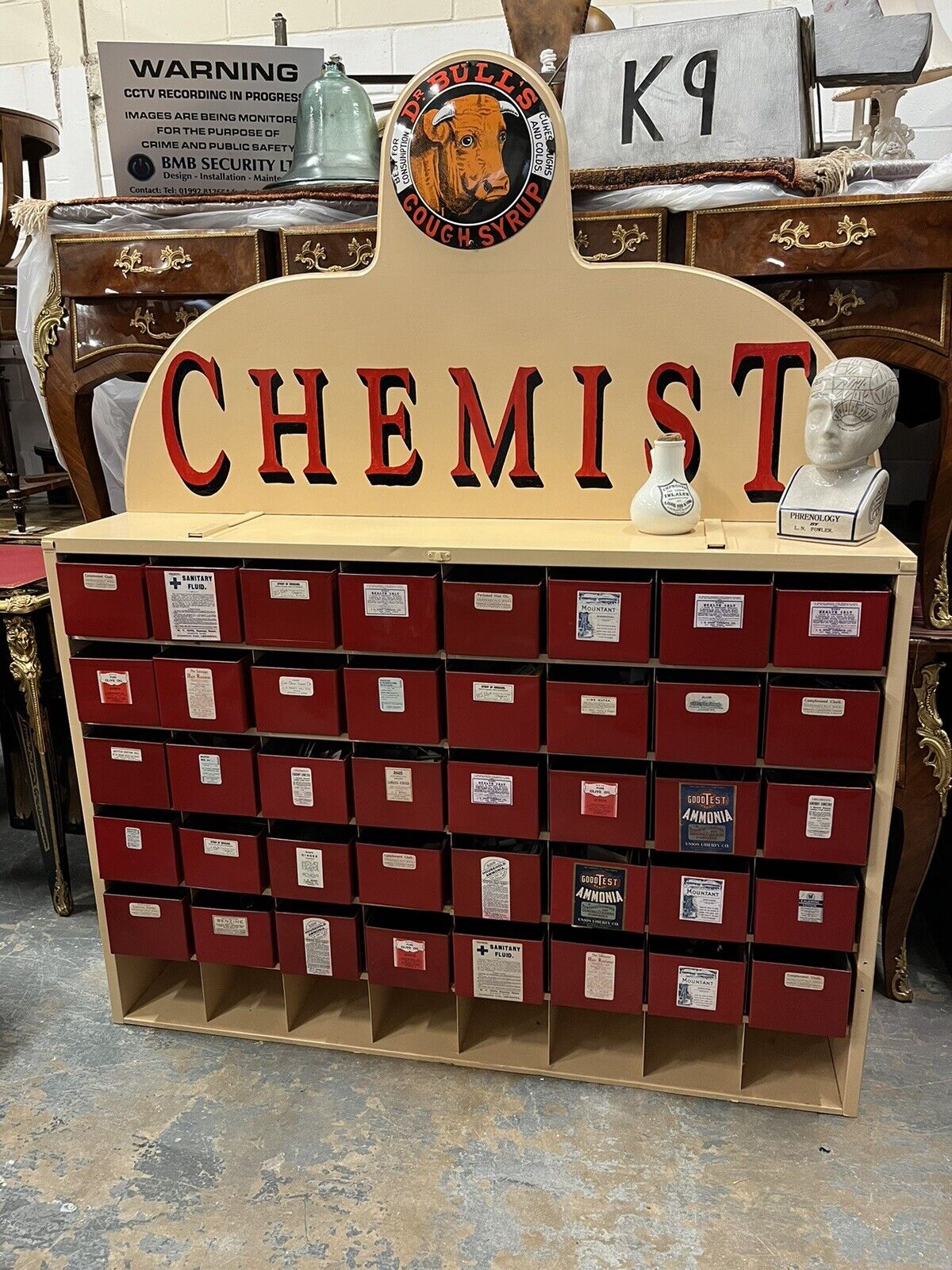 Large Chemists Bank Of Drawers, Lots Of Storage. 40 Deep Metal Drawers