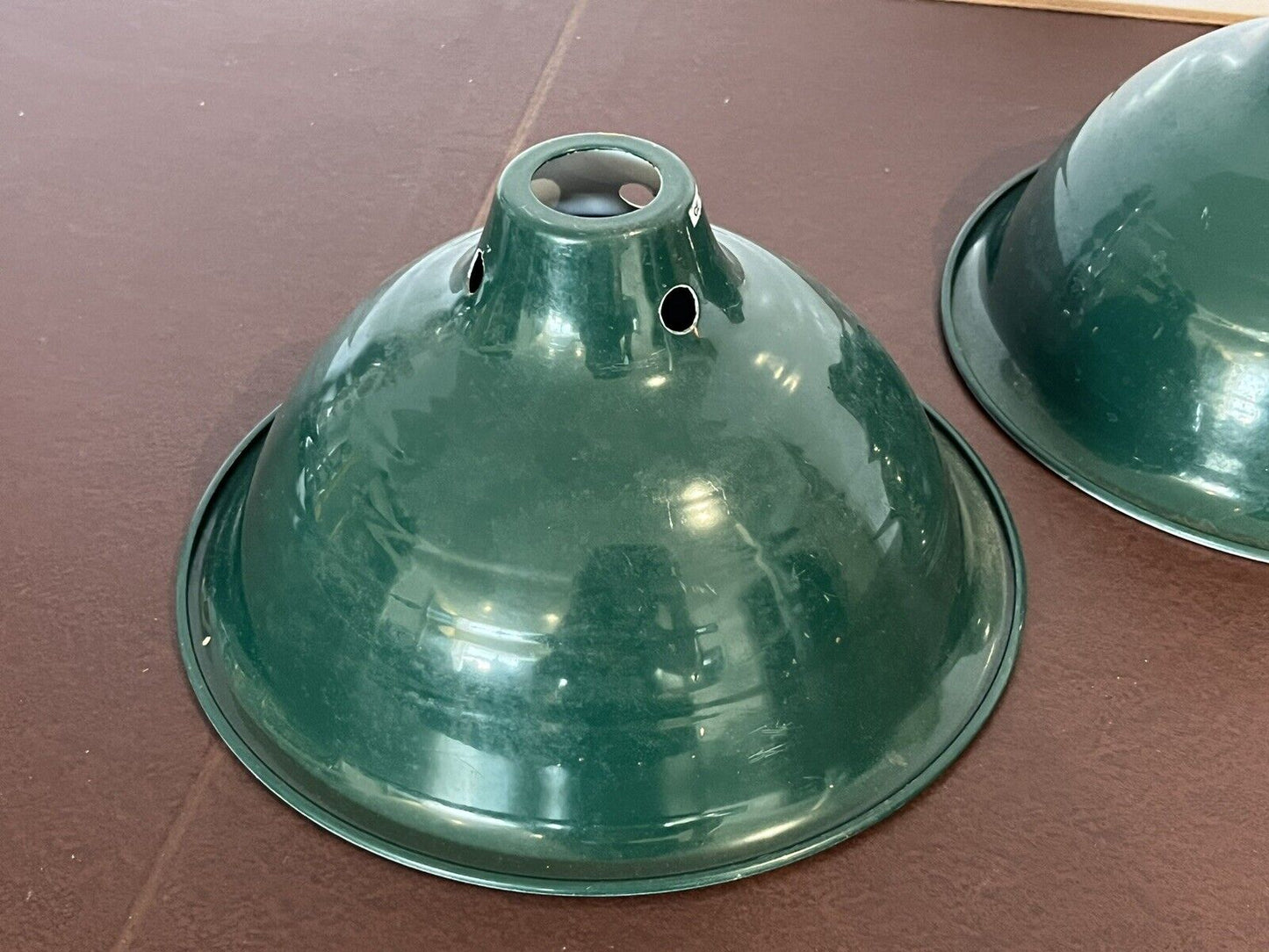 Pair Of Green Metal Light Shades