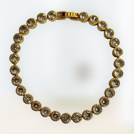 Vintage Gold Plated Clear Diamanté  Tennis Bracelet