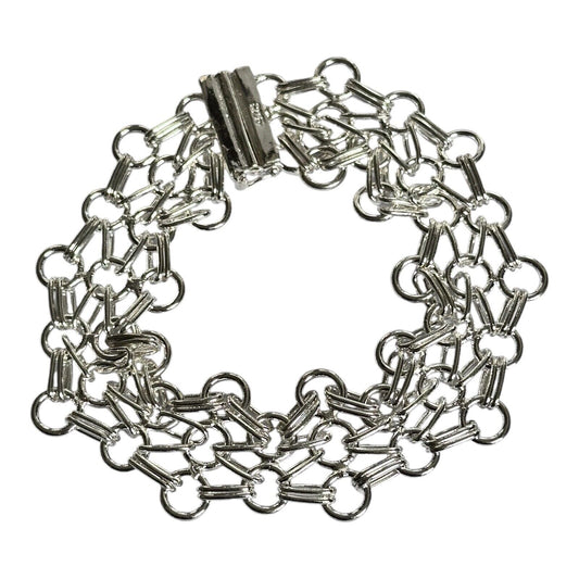 Silver 925 Detailed Chain Link Bracelet 25.52g