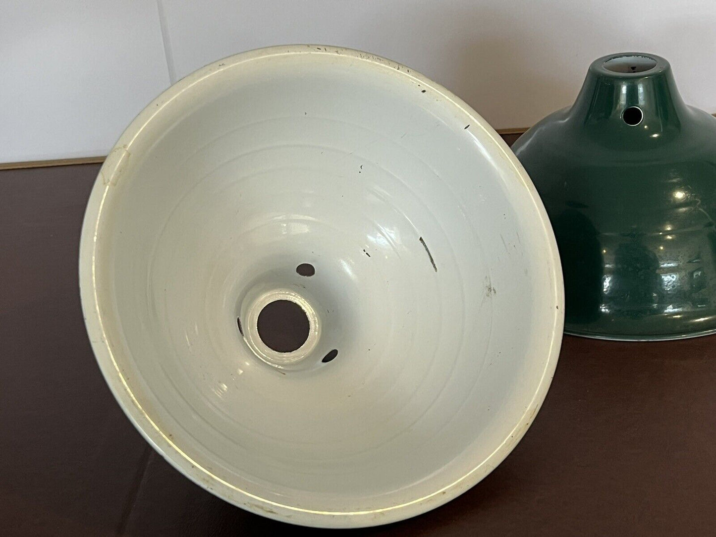 Pair Of Green Metal Light Shades