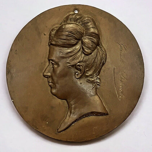 Bronze Plaque By A-Jouandot 1831-1884 Of Camille Delaville - Feminist 1838-1888.