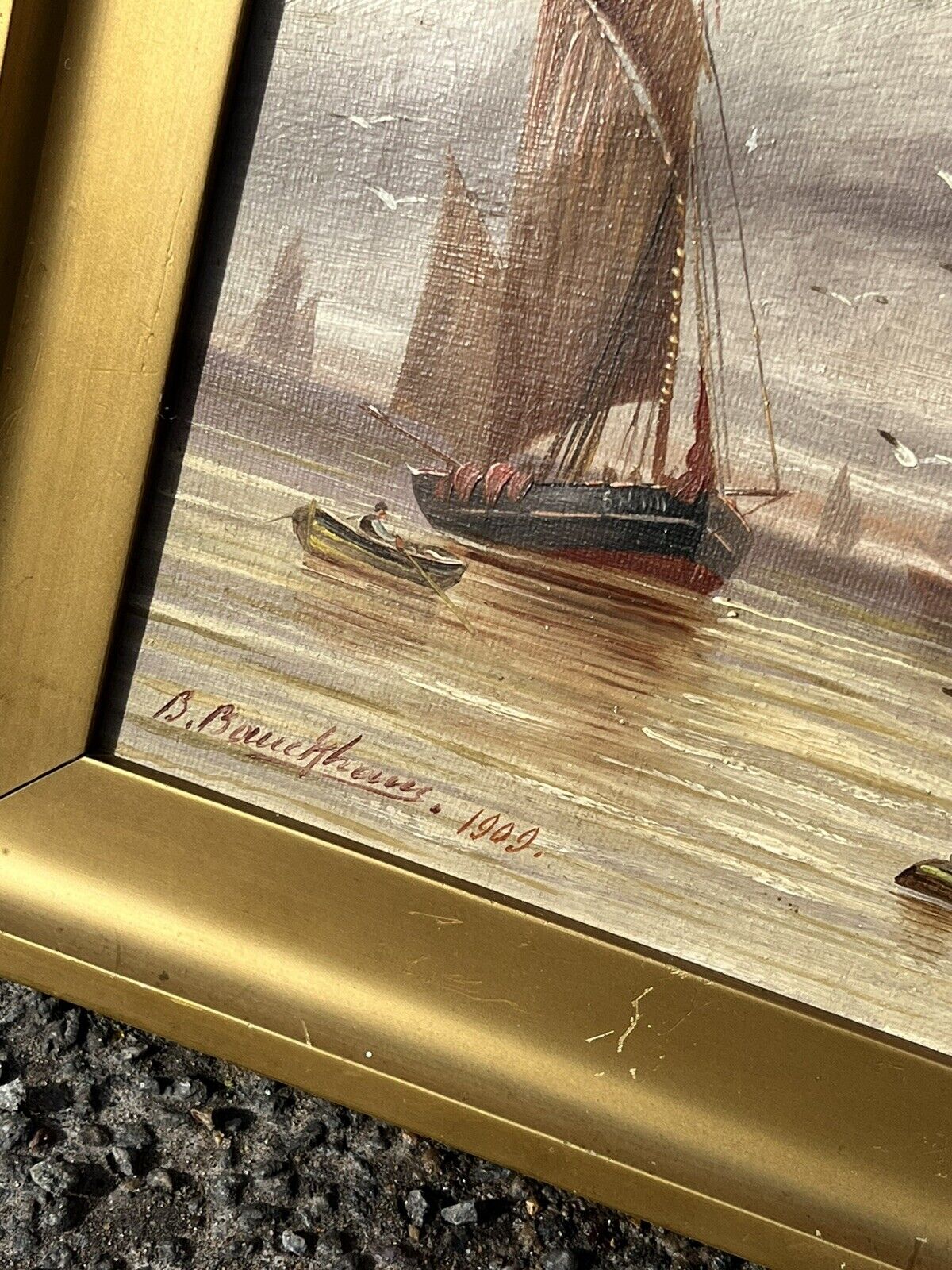 Pair Of Framed Maritime / Marine Oil Paintings, Signed And Dated 1909