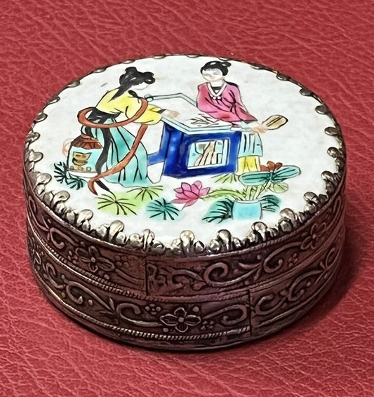 Japanese Silver Or Silver Plate Trinket Box