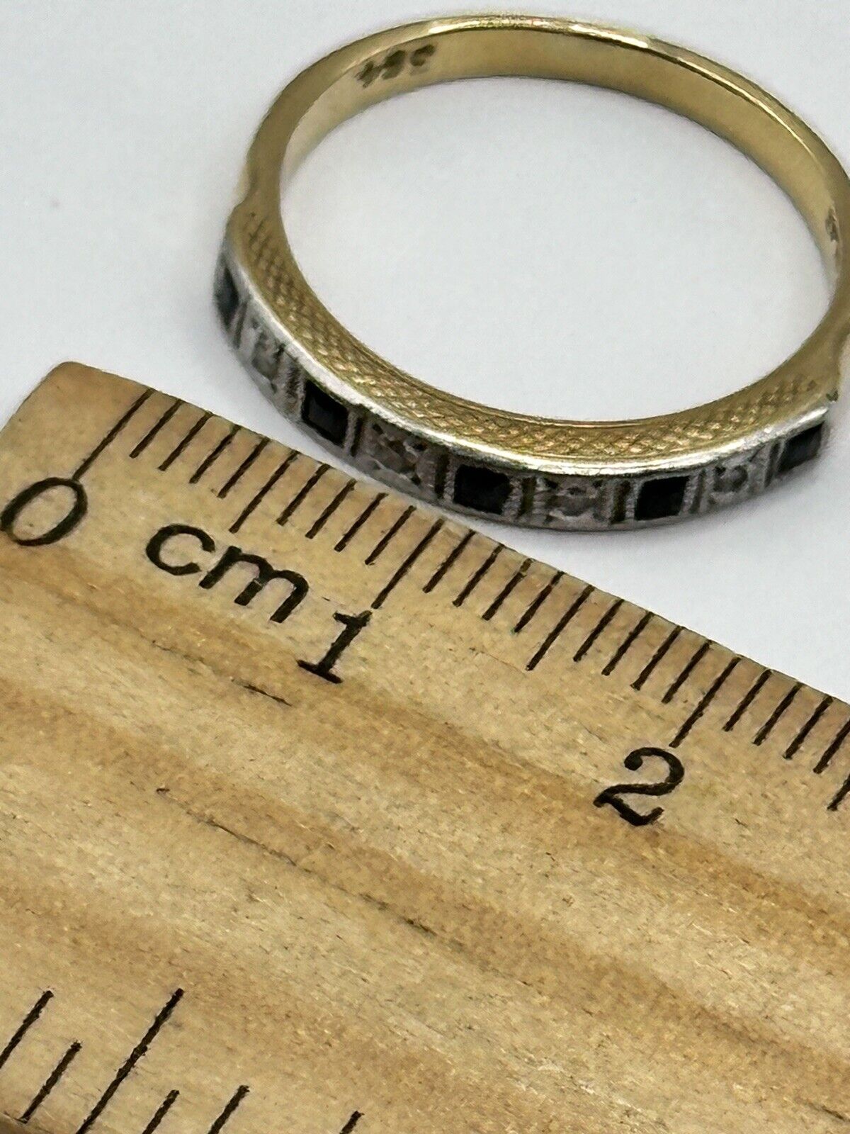 Antique Vintage 18ct Gold Platinum Sapphire Diamond Half Eternity Ring