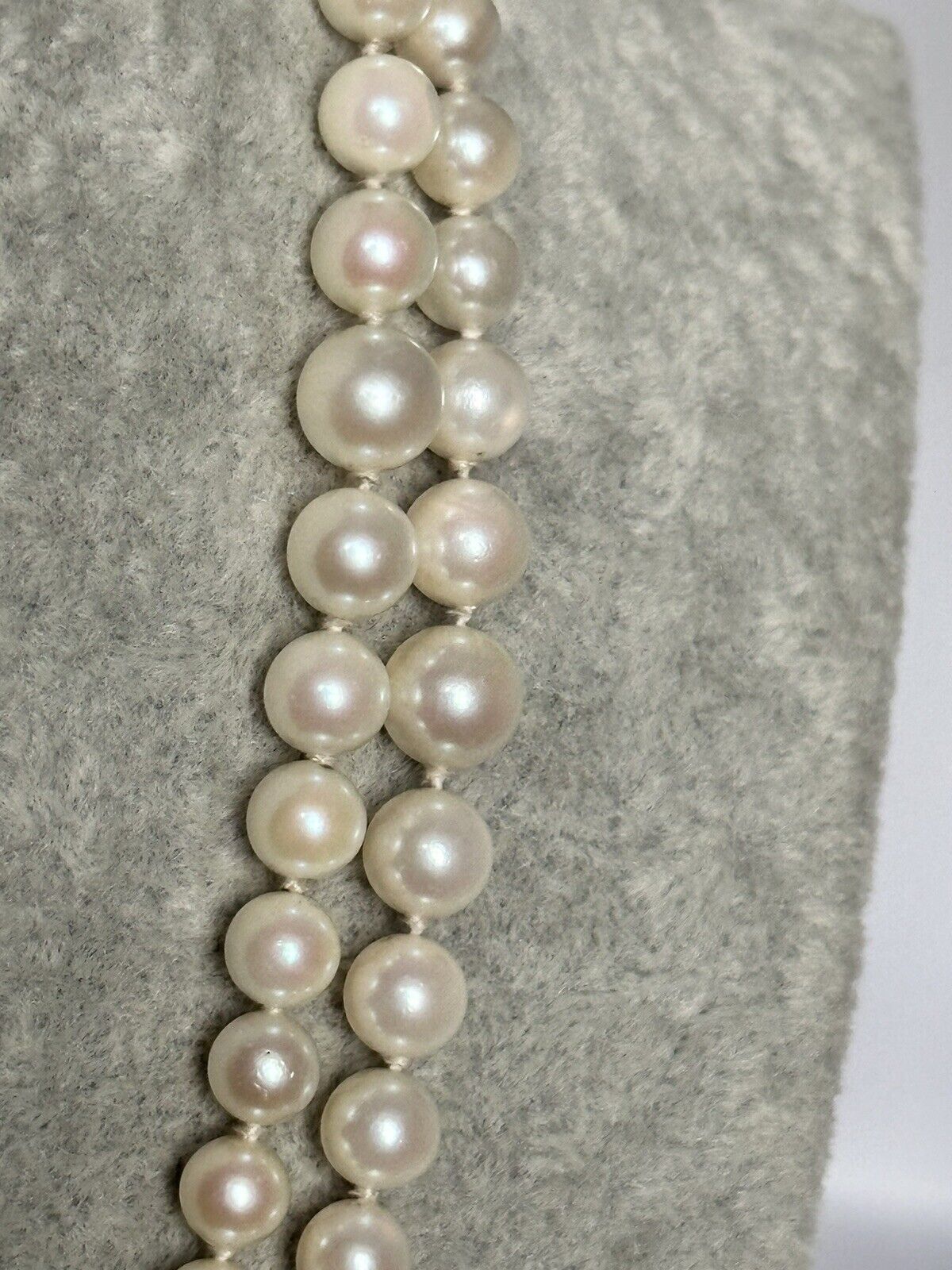 Vintage 585 14ct Gold Sapphire Clasp Graduated Cultured Pearl Necklace