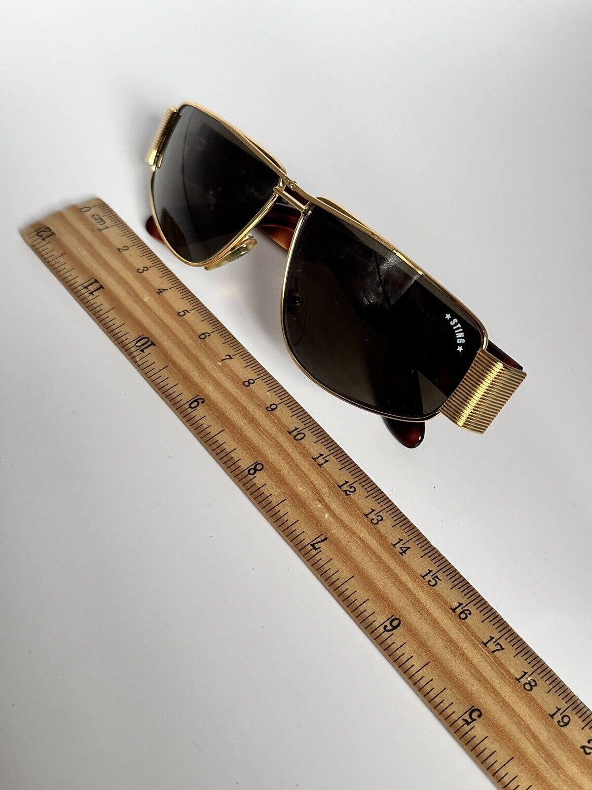 Vintage 80s Tortoise Frame Gold Tone Sting Sunglasses