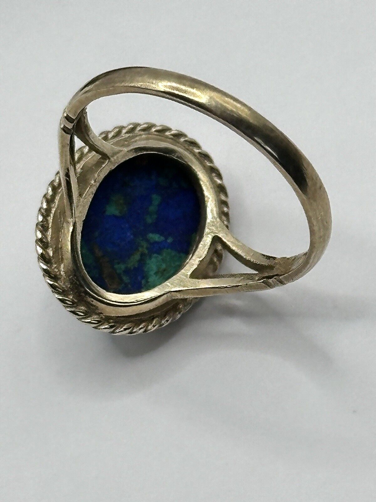 Antique Vintage 9ct Gold Azurite Malachite Ring