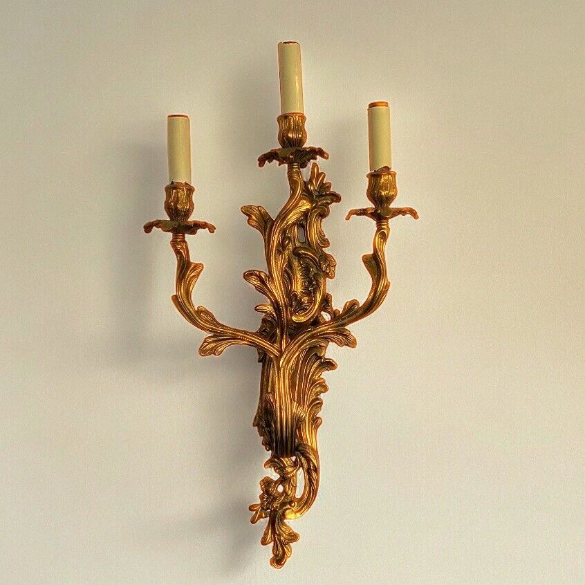 Brass Wall Sconce. Antique French Style Wall Light.