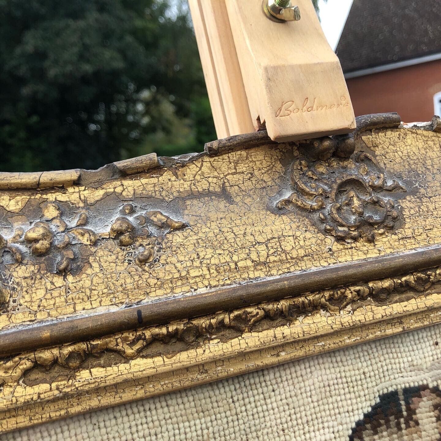 Georgian Embroidery/ Tapestry In Gold Gilt Frame.