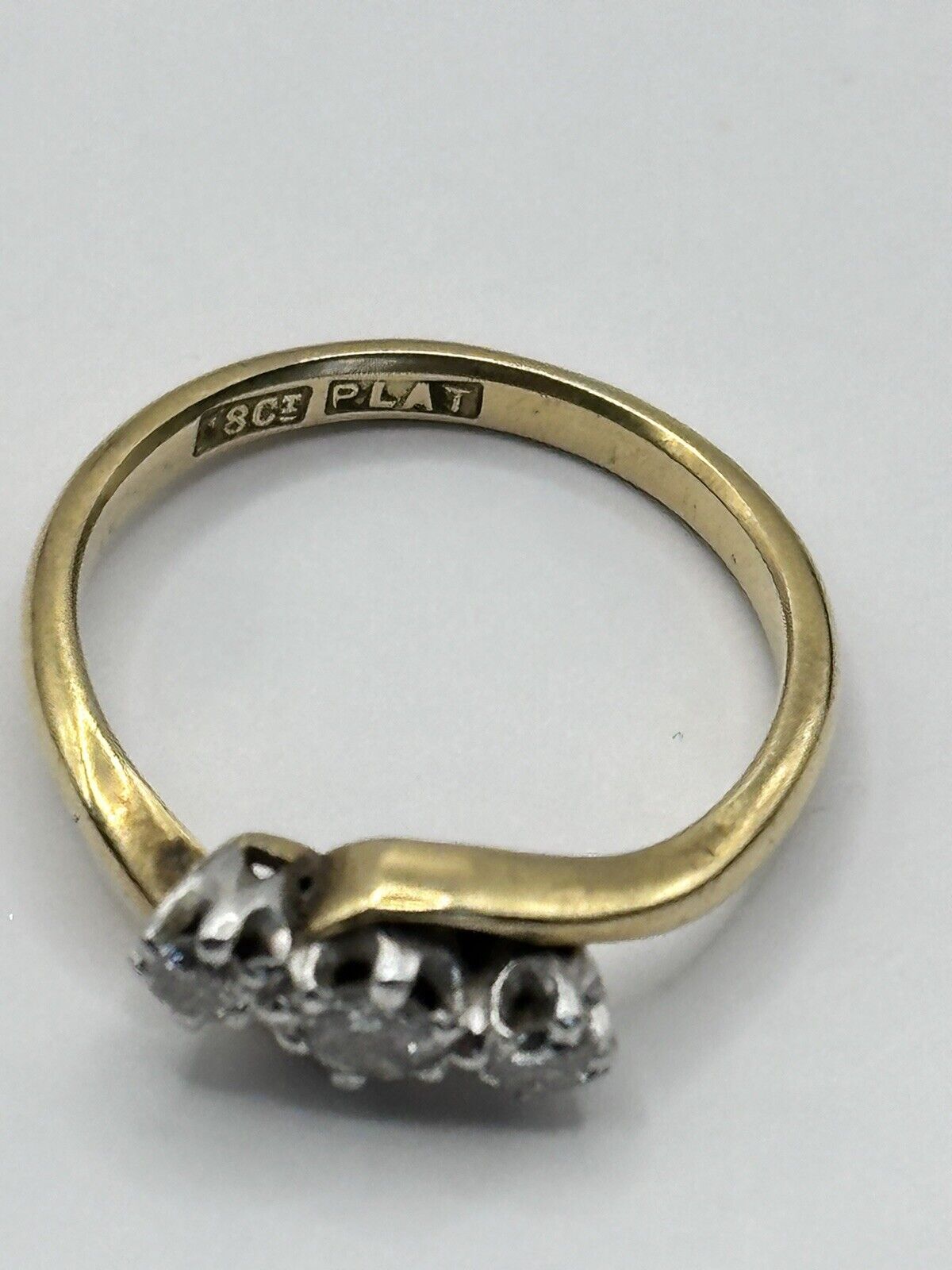 Vintage 18ct Gold Platinum Diamond Trio Ring