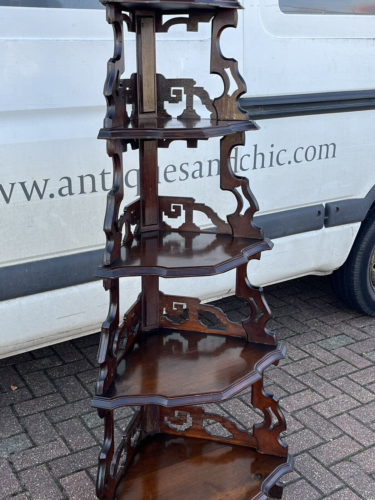 Antique Mahogany Whatnot Display Shelves