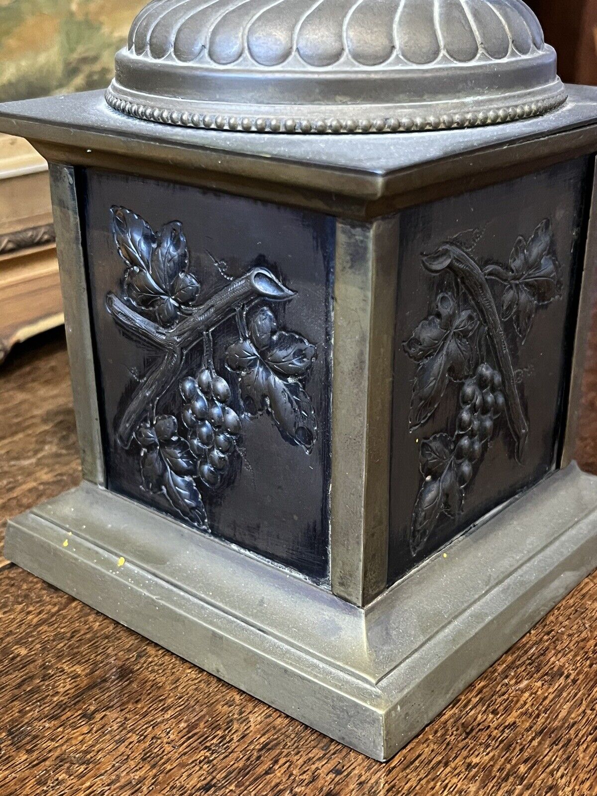 Victorian Large Urn Decorated With Vine Leaves & Grapes With Snake Handles.