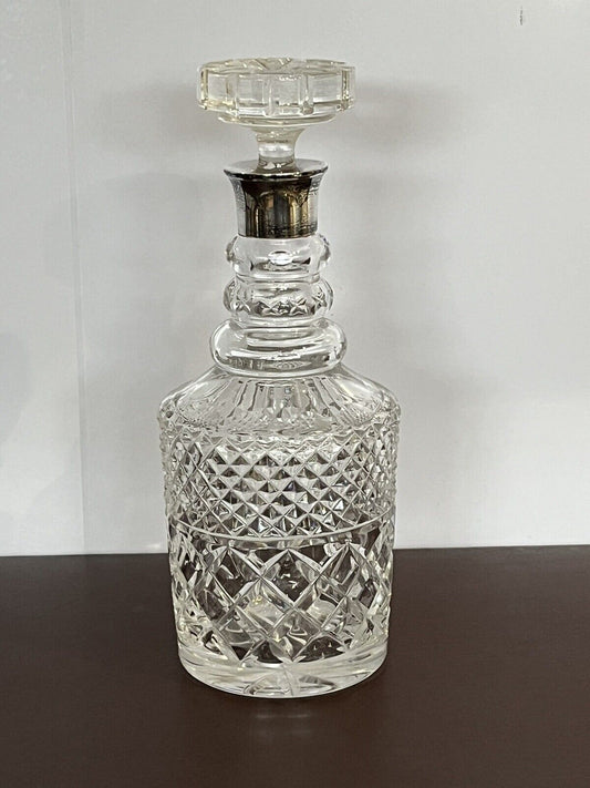 Silver Mounted Crystal Glass Decanter. Extremely Good Quality