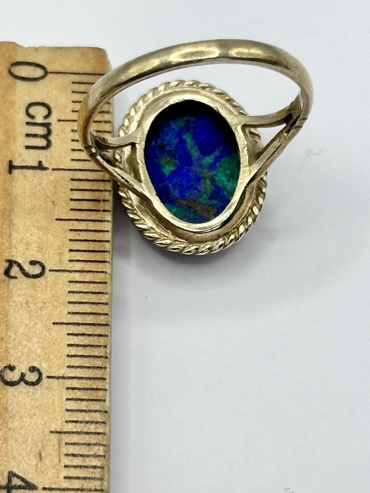 Antique Vintage 9ct Gold Azurite Malachite Ring