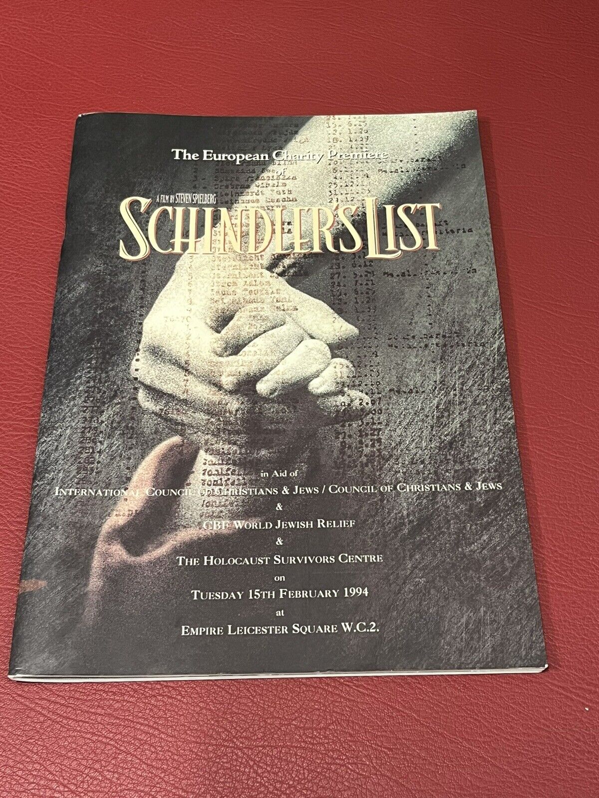 Schindlers List Charity Premier Film Programme.