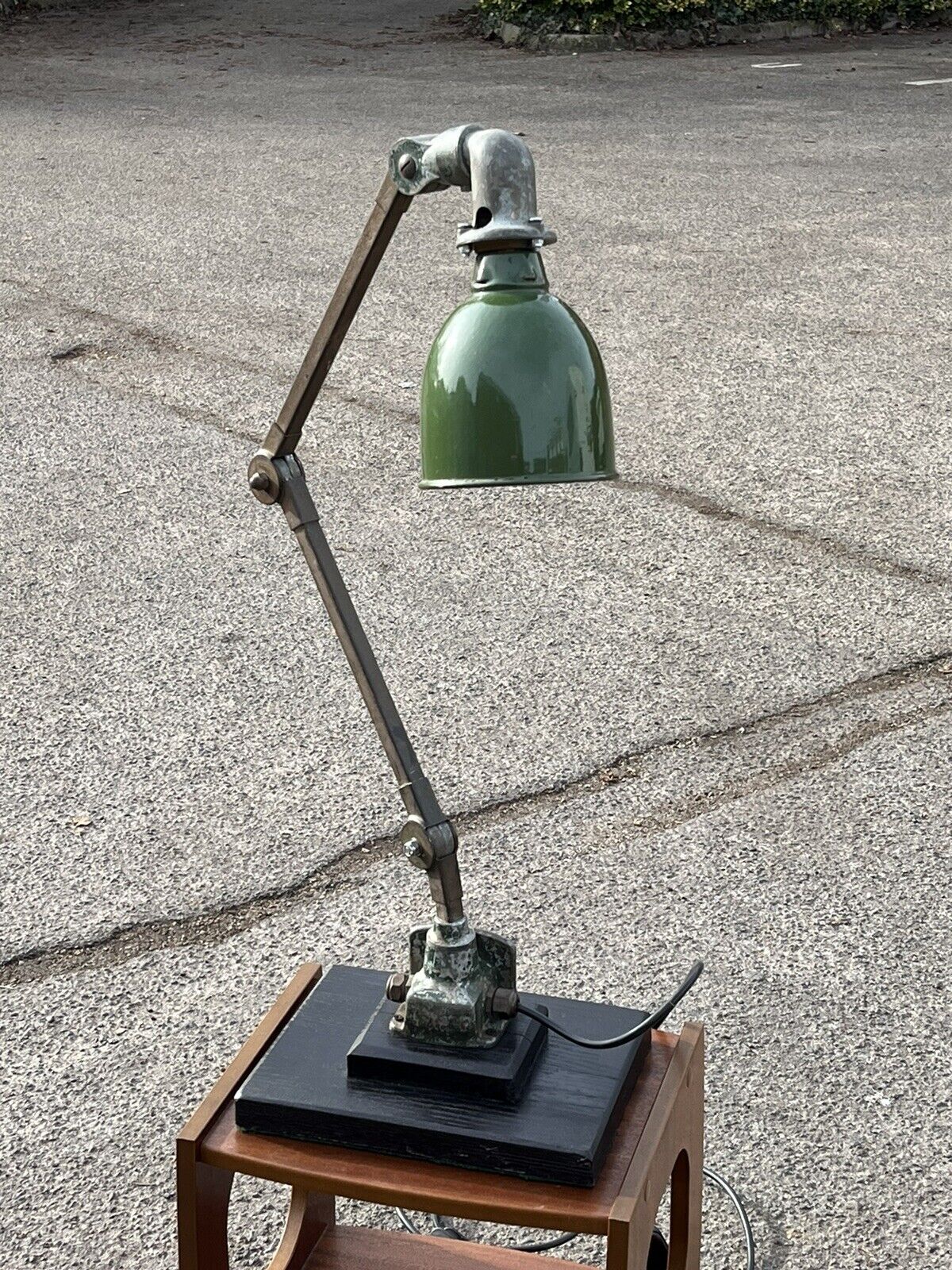 Industrial Angle Poise Lamp With Green Enamel Shade