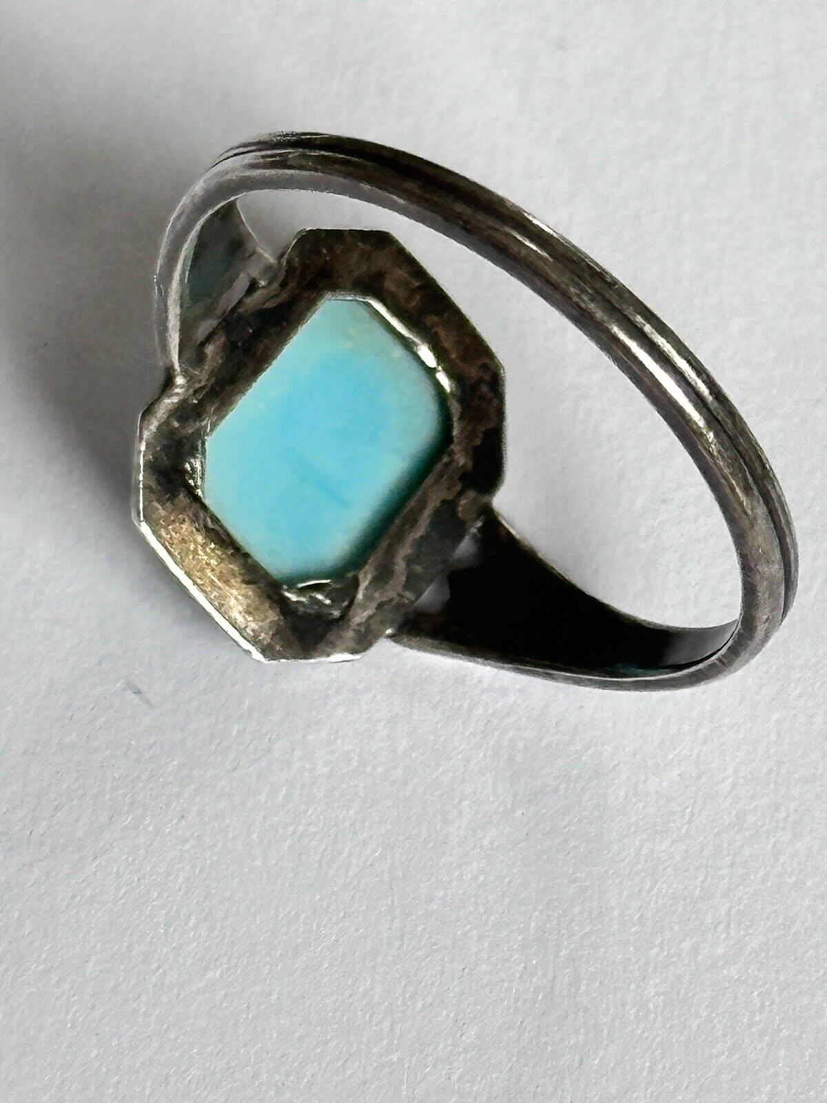 Vintage Silver Tone Faux Turquoise Ring