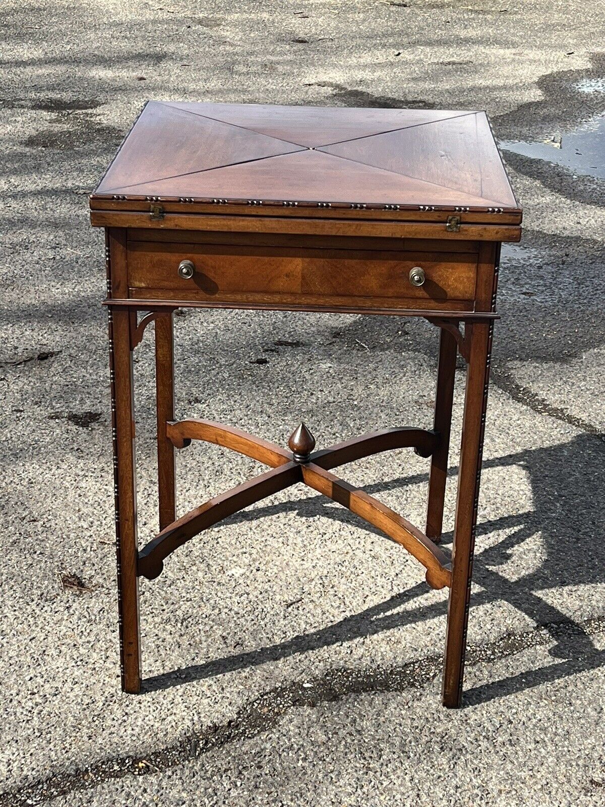 Victorian Games Table , Green Baized Playing Area with Counter Holders