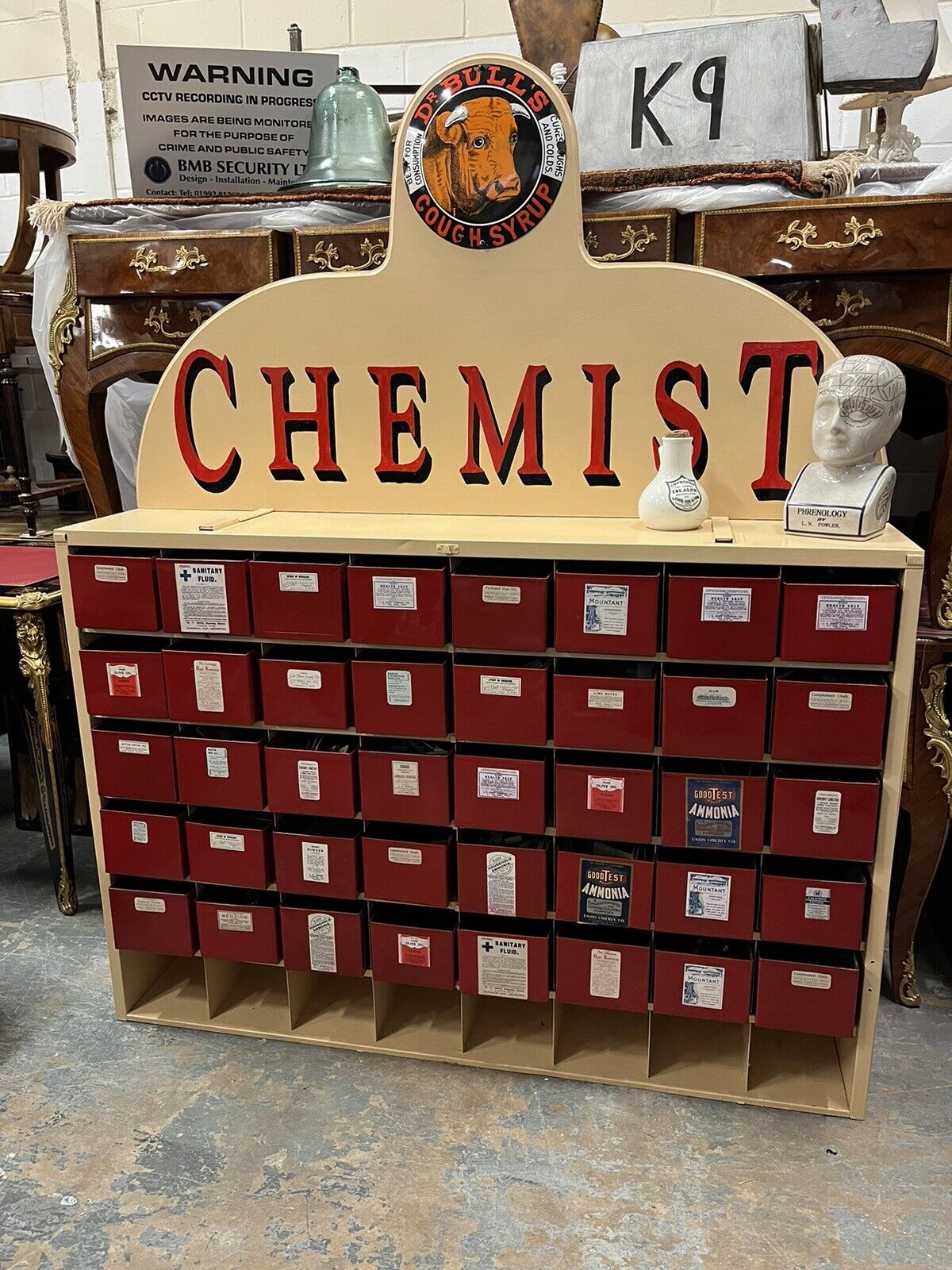 Large Chemists Bank Of Drawers, Lots Of Storage. 40 Deep Metal Drawers