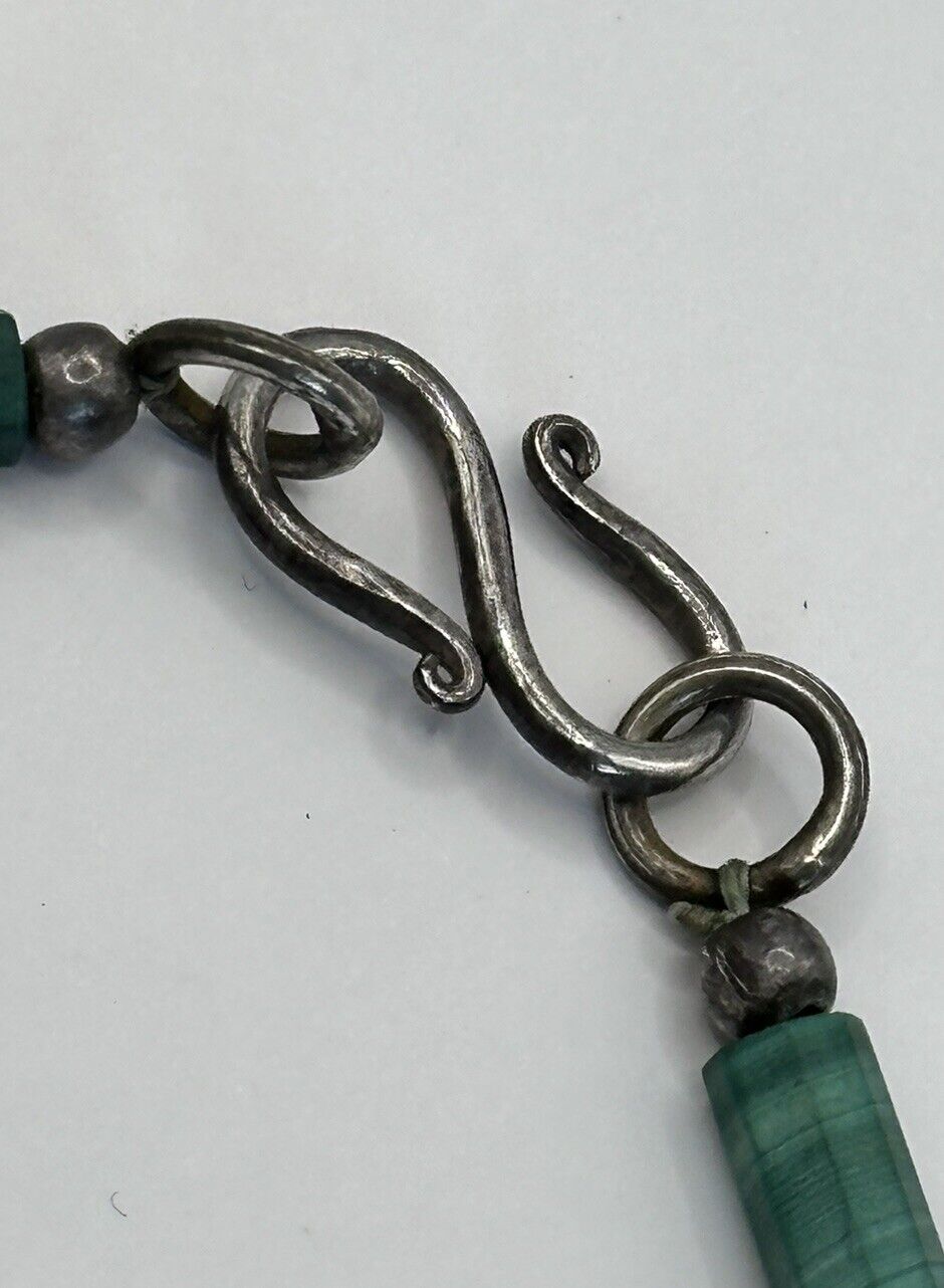 Vintage Malachite Silver Tone Bracelet