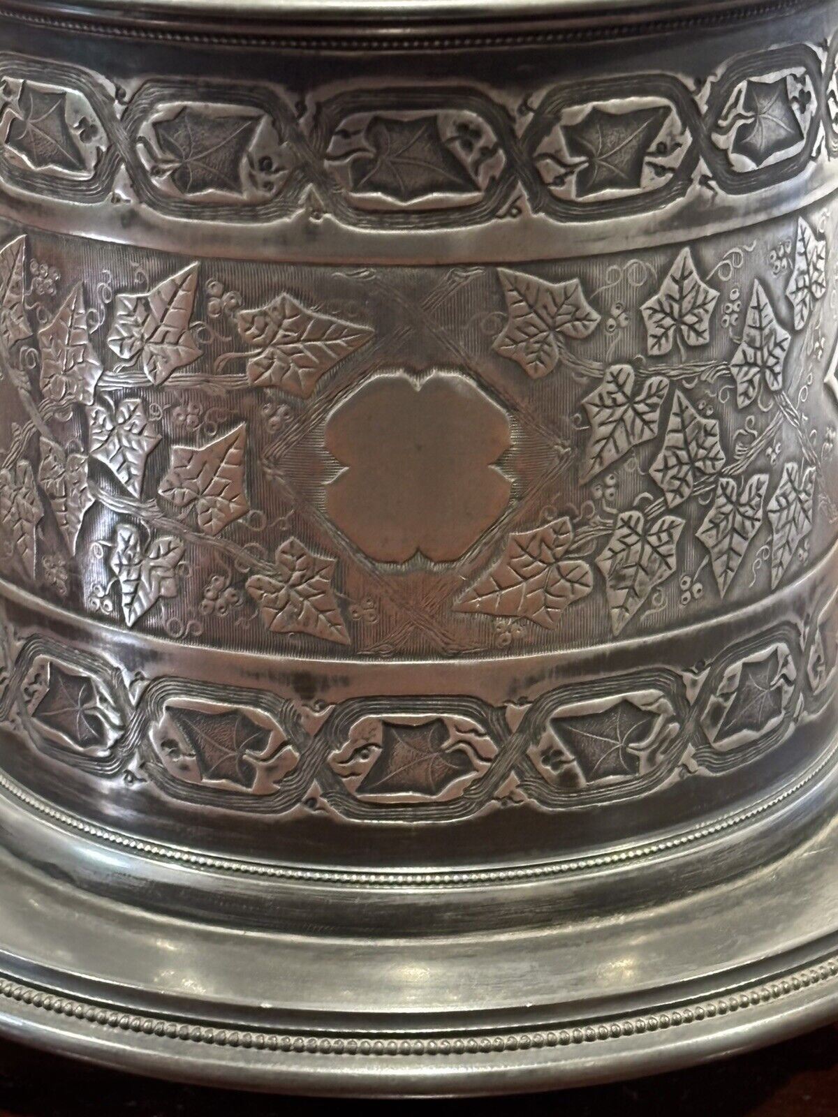 Victorian English Pewter Biscuit Barrel. Large In Size.