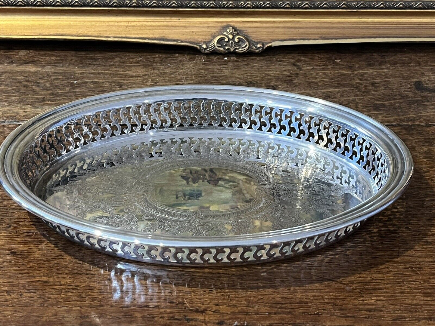 Silver Plate Gallery Drinks Tray.