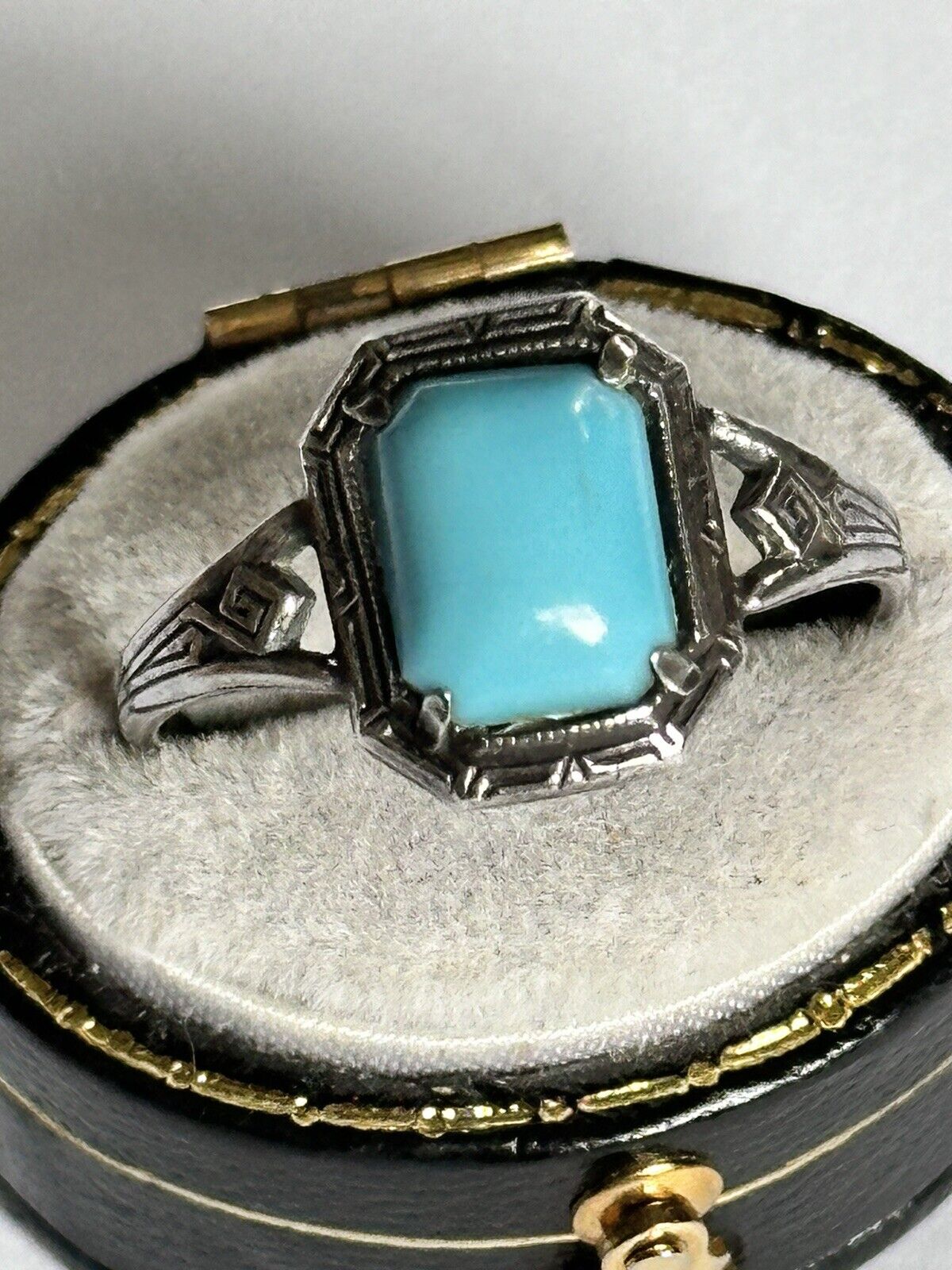 Vintage Silver Tone Faux Turquoise Ring