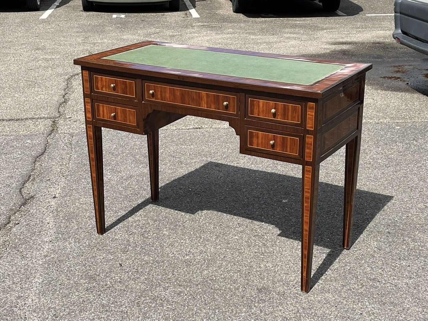 Kingswood Veneer Desk, Elegant, And Impressive. Green Top.