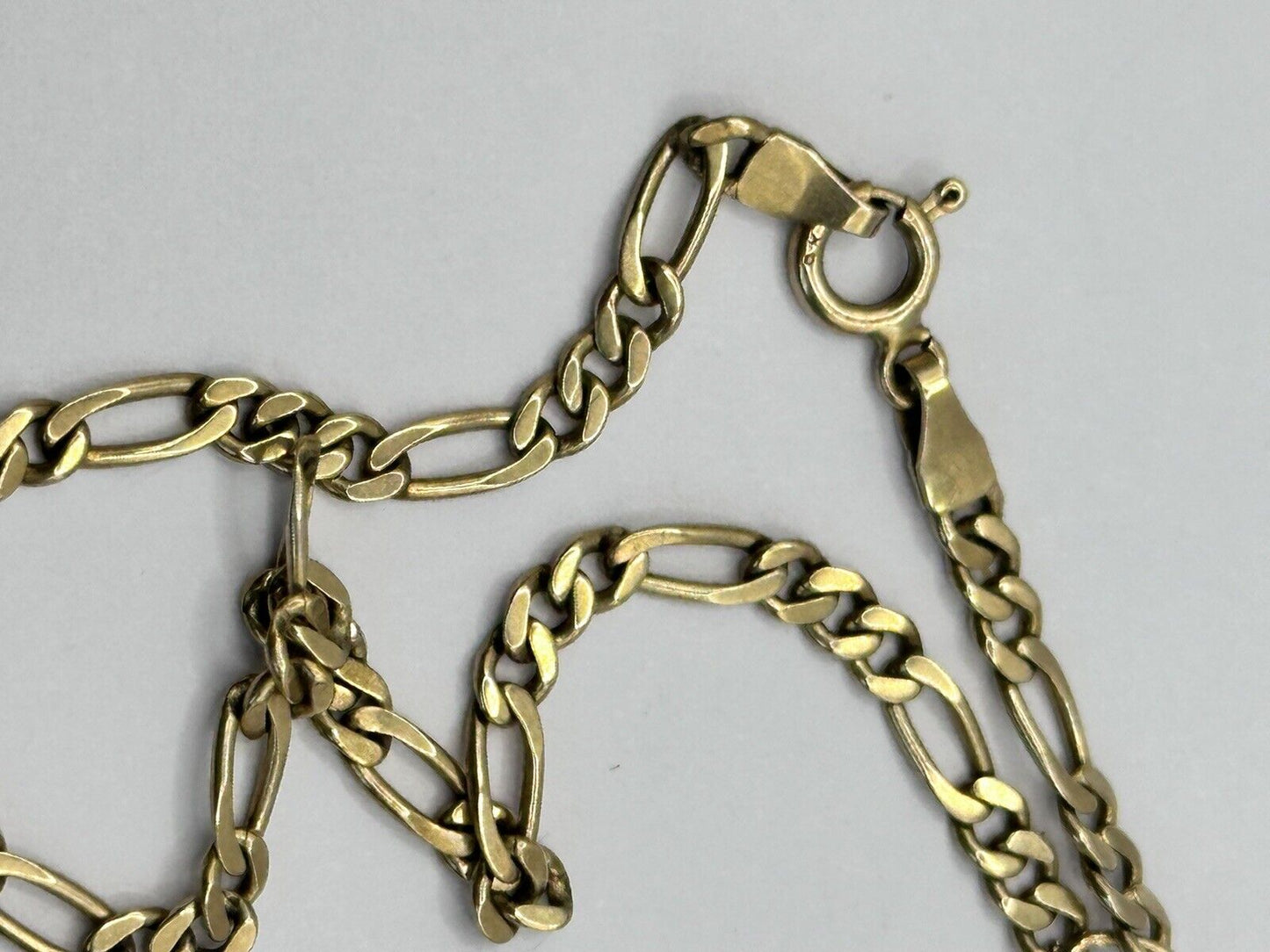 Vintage 9ct Gold Heart Figaro Chain Bracelet 7.89g