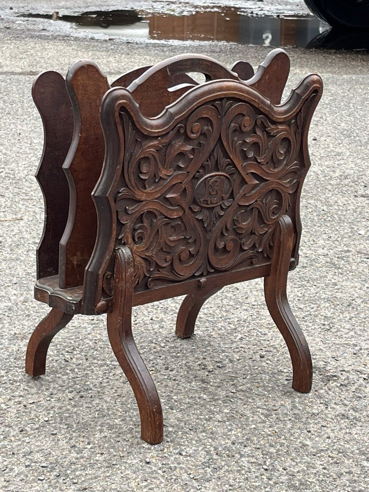 Victorian Magazine Rack / Canterbury. Fine Carved Decoration