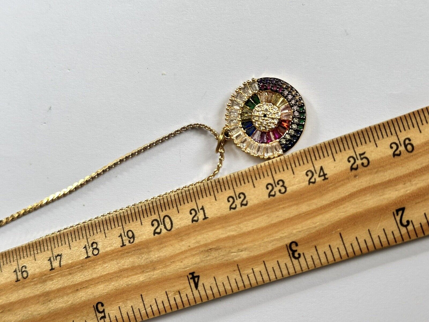 Vintage Gold Plated Multicoloured Crystal Stone Necklace