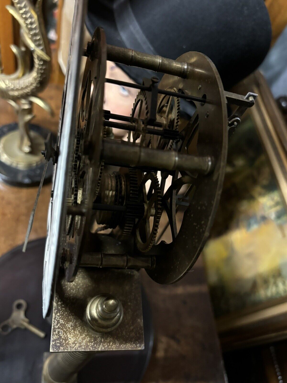 Skeleton Clock With Glass Dome. With Key. Large & Impressive.