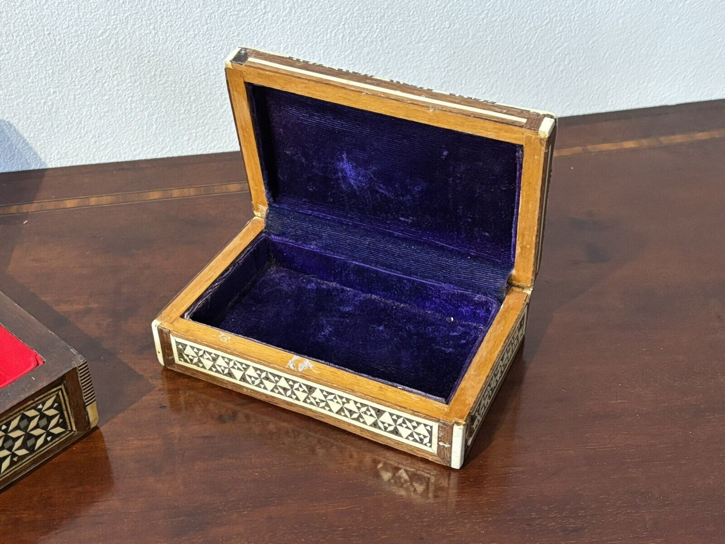 Pair Of Spanish Inlaid Jewellery Or Trinket Boxes