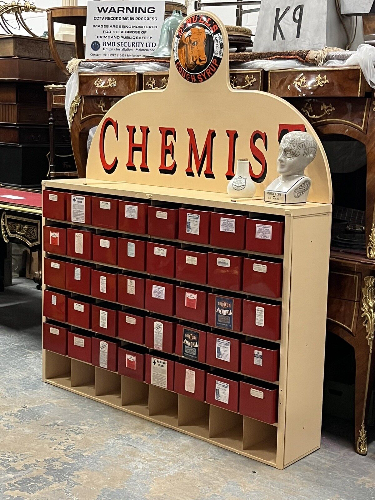 Large Chemists Bank Of Drawers, Lots Of Storage. 40 Deep Metal Drawers