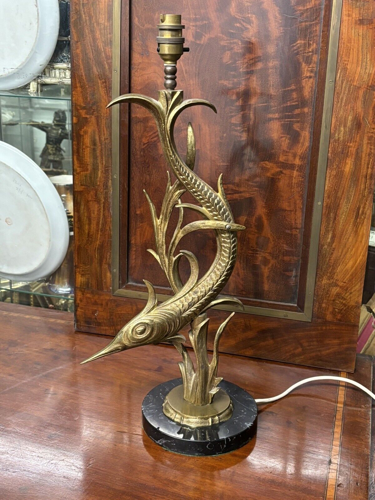 Mid Century Brass Swordfish Lamp