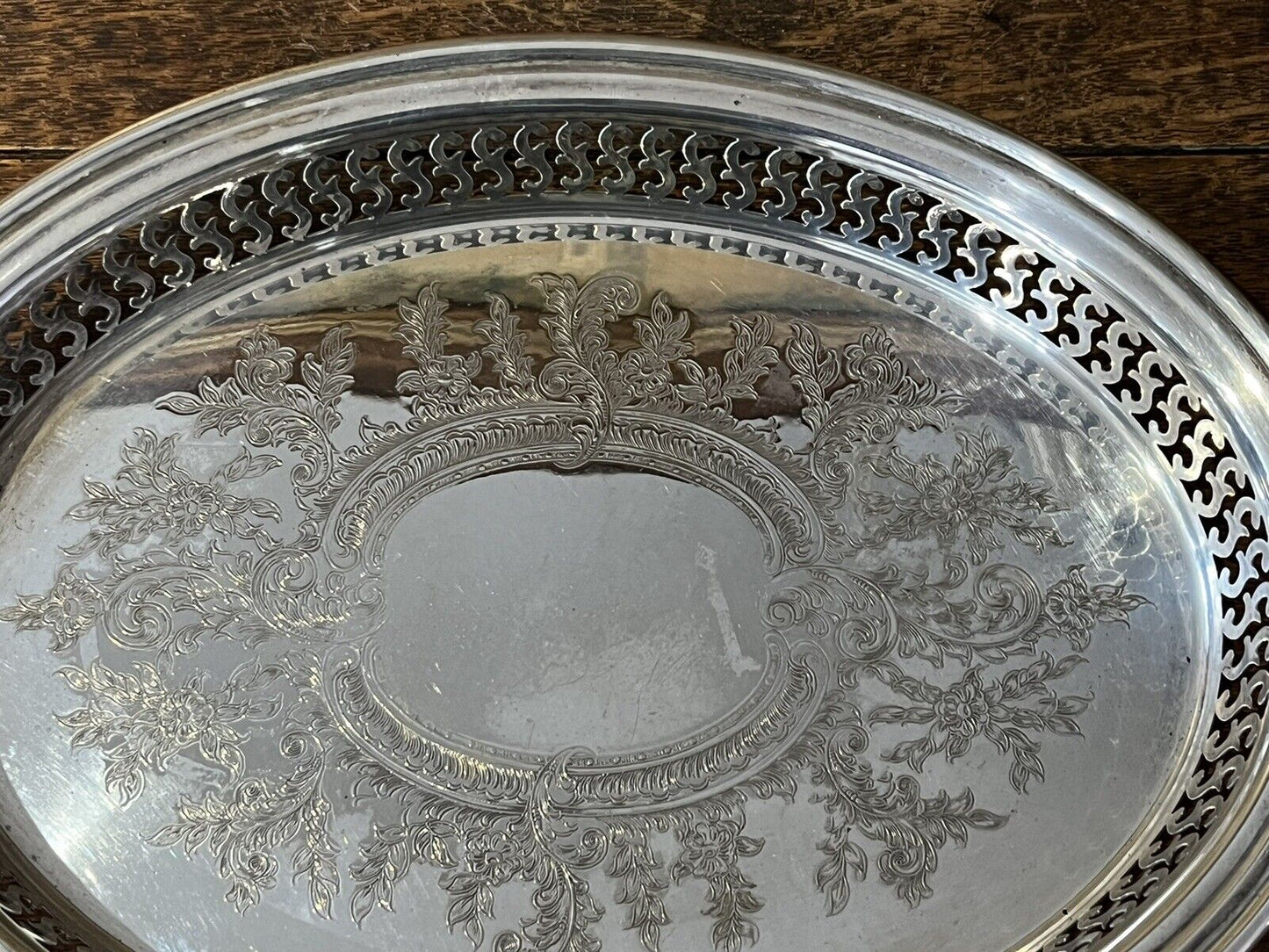 Silver Plate Gallery Drinks Tray.