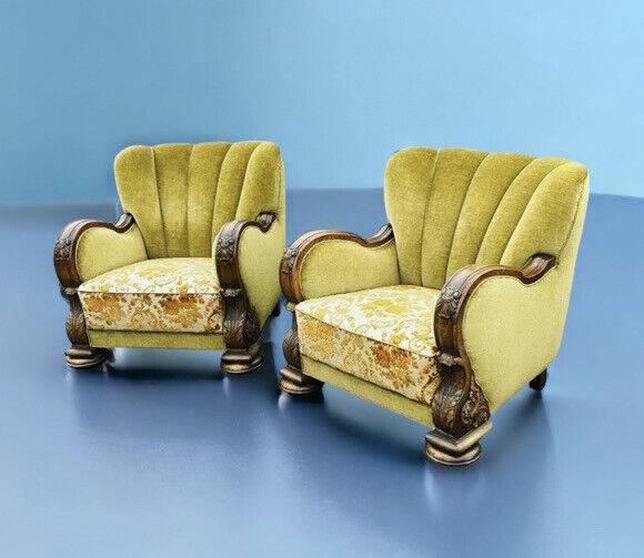 Cloudback Armchairs Very Much Art Deco Inspired, Circa 1970 Mid-Century