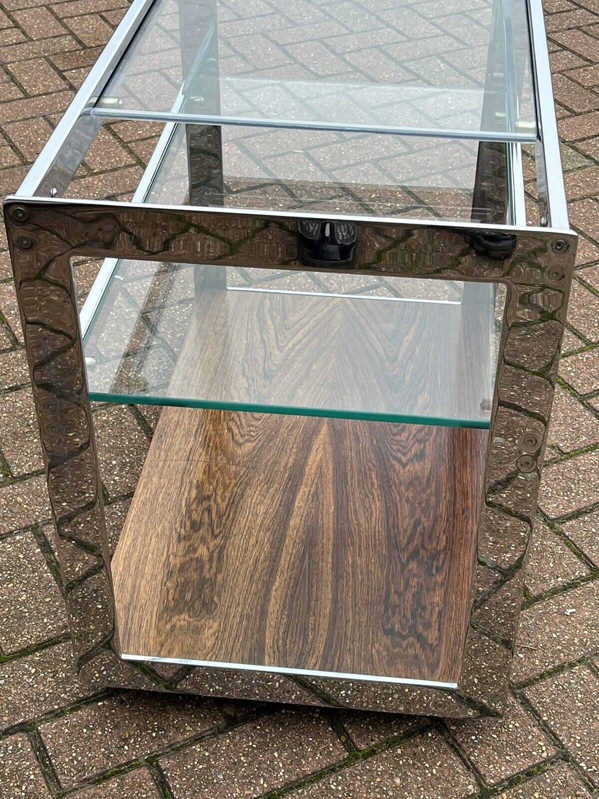 Mid Century Glass And Chrome Cocktail trolley by Richard Young