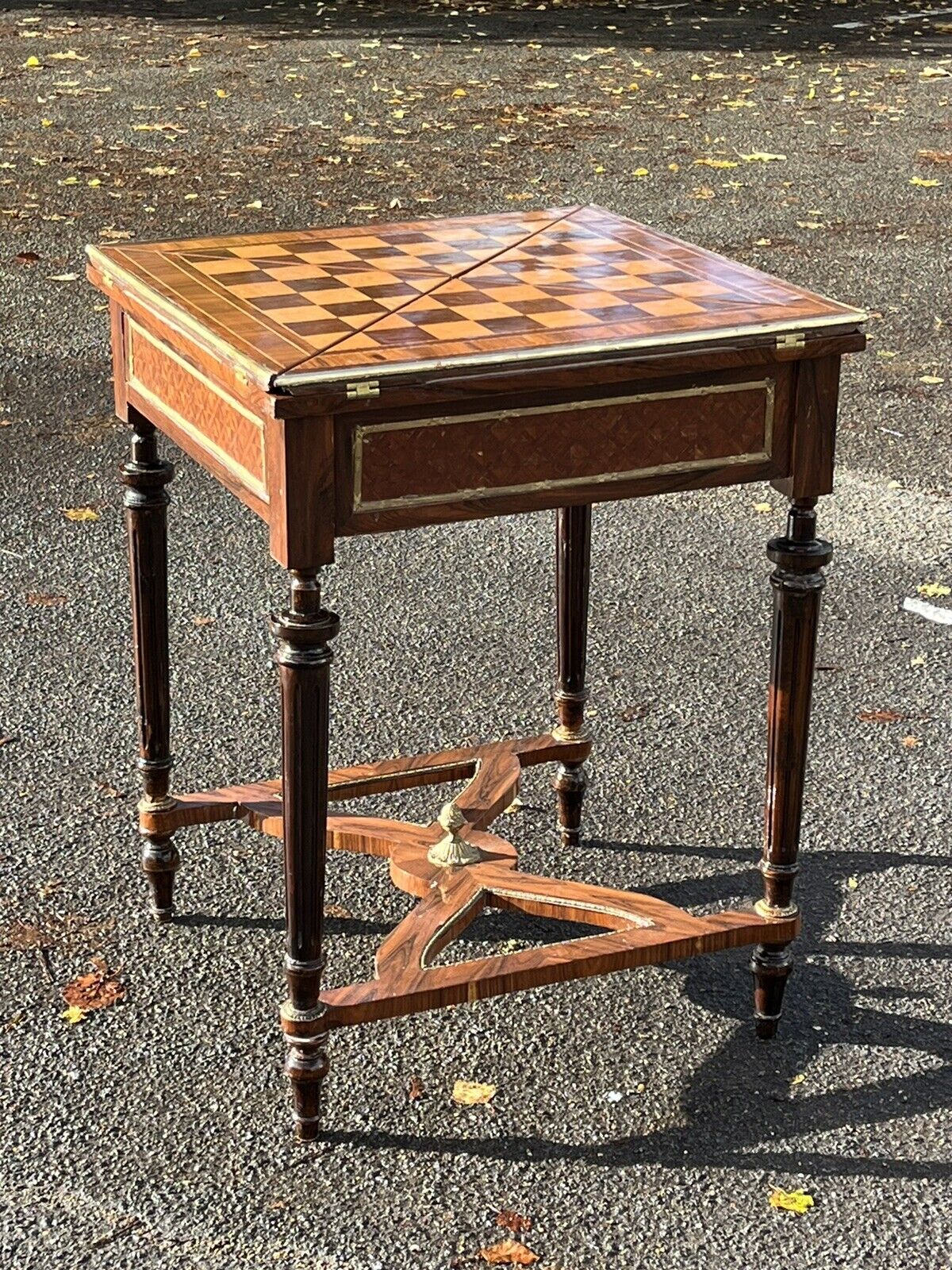 Chess & Games Table With Inlaid Top And Opening Playing Area.