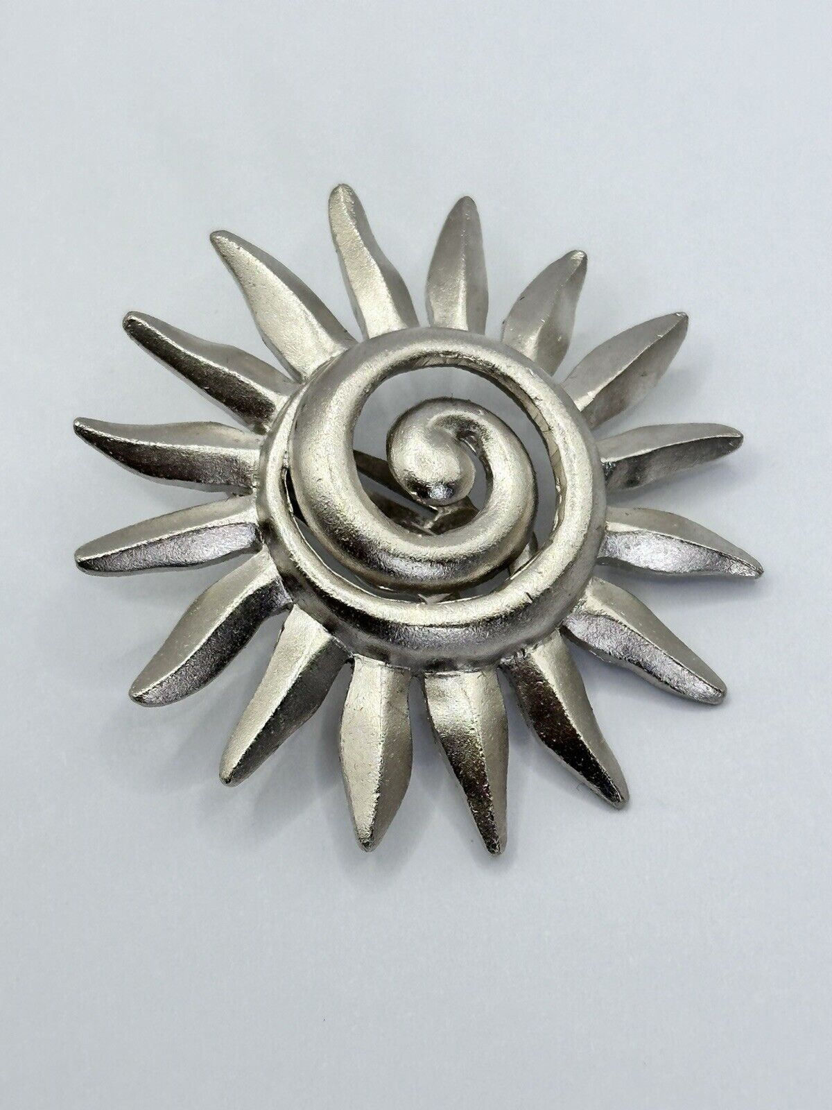 Vintage Silver Tone Sunburst Clip On Earrings