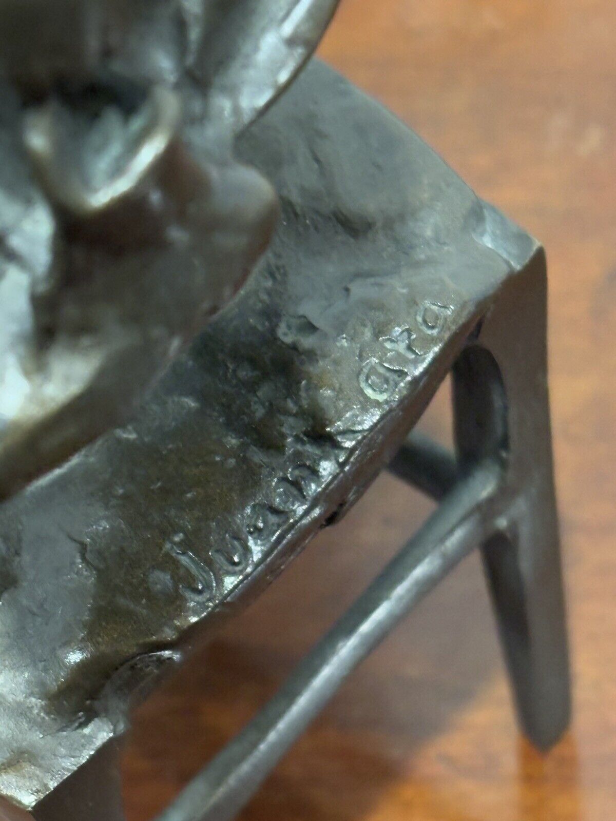 Bronze Girl Standing On A Chair, Signed To Base.