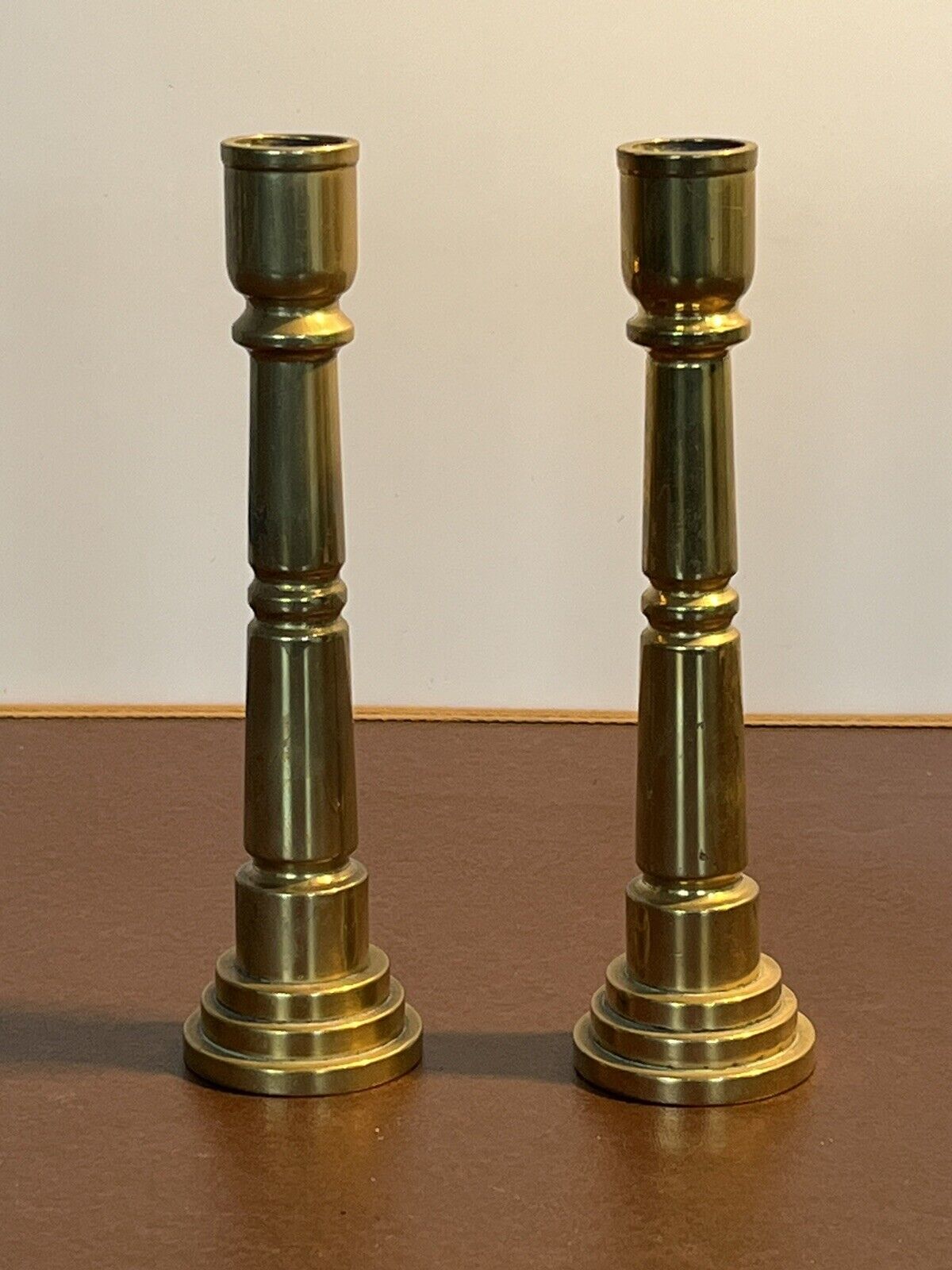 Arts & Crafts Heavy  Brass Candlesticks.