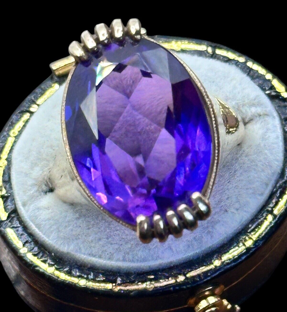 Vintage 9ct Gold Amethyst Statement Cocktail Ring