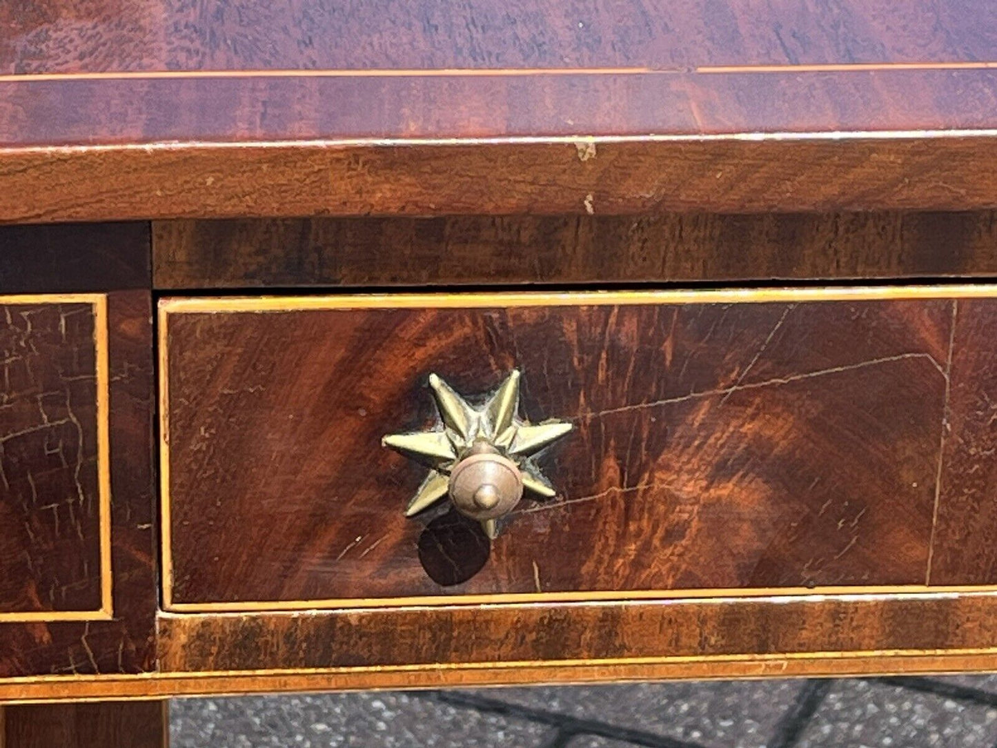 Antique Regency Inlaid Mahogany Sofa Table, Side Table, Console Table, Drawers