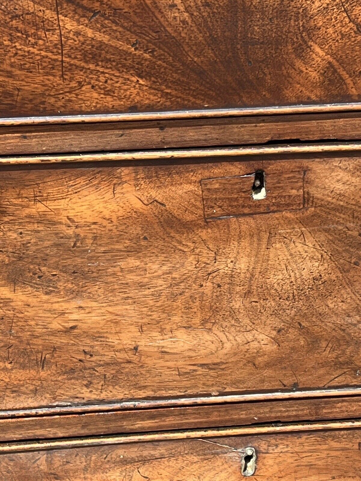 Georgian Mahogany Chest On Chest. Original Brass Handles, Bracket Feet.